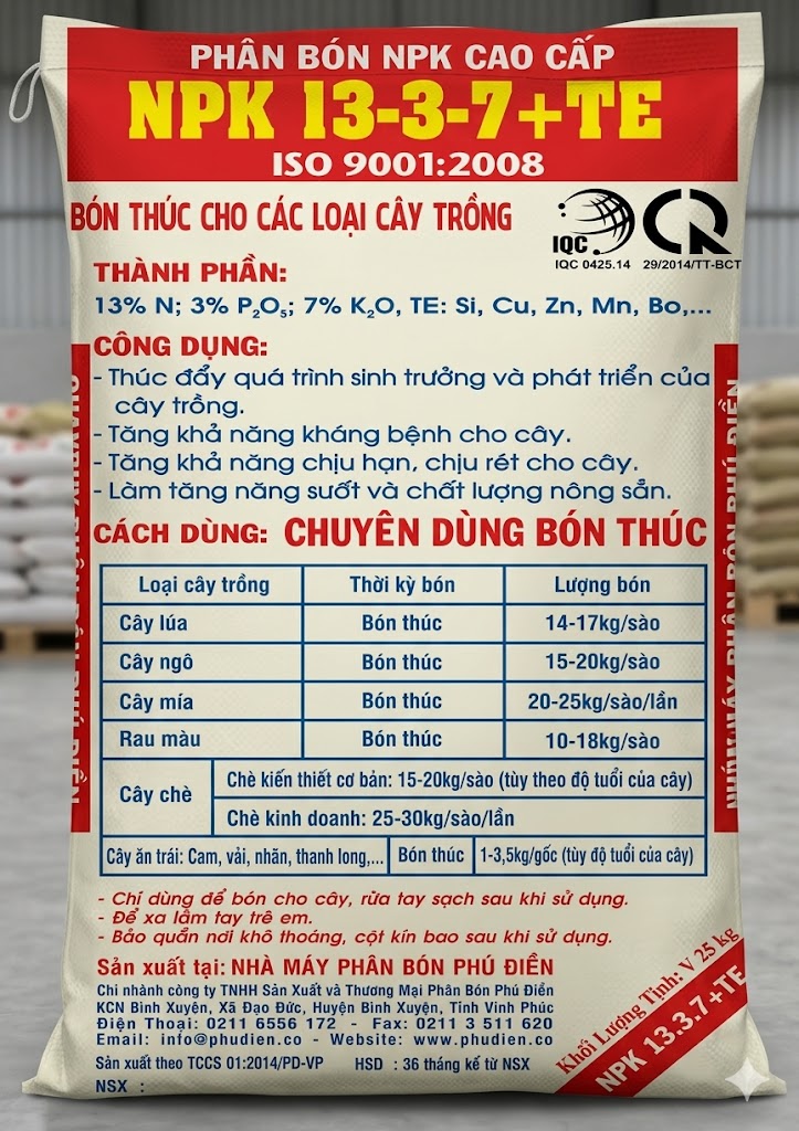 Phú Điền NPK 13-3-7+TE